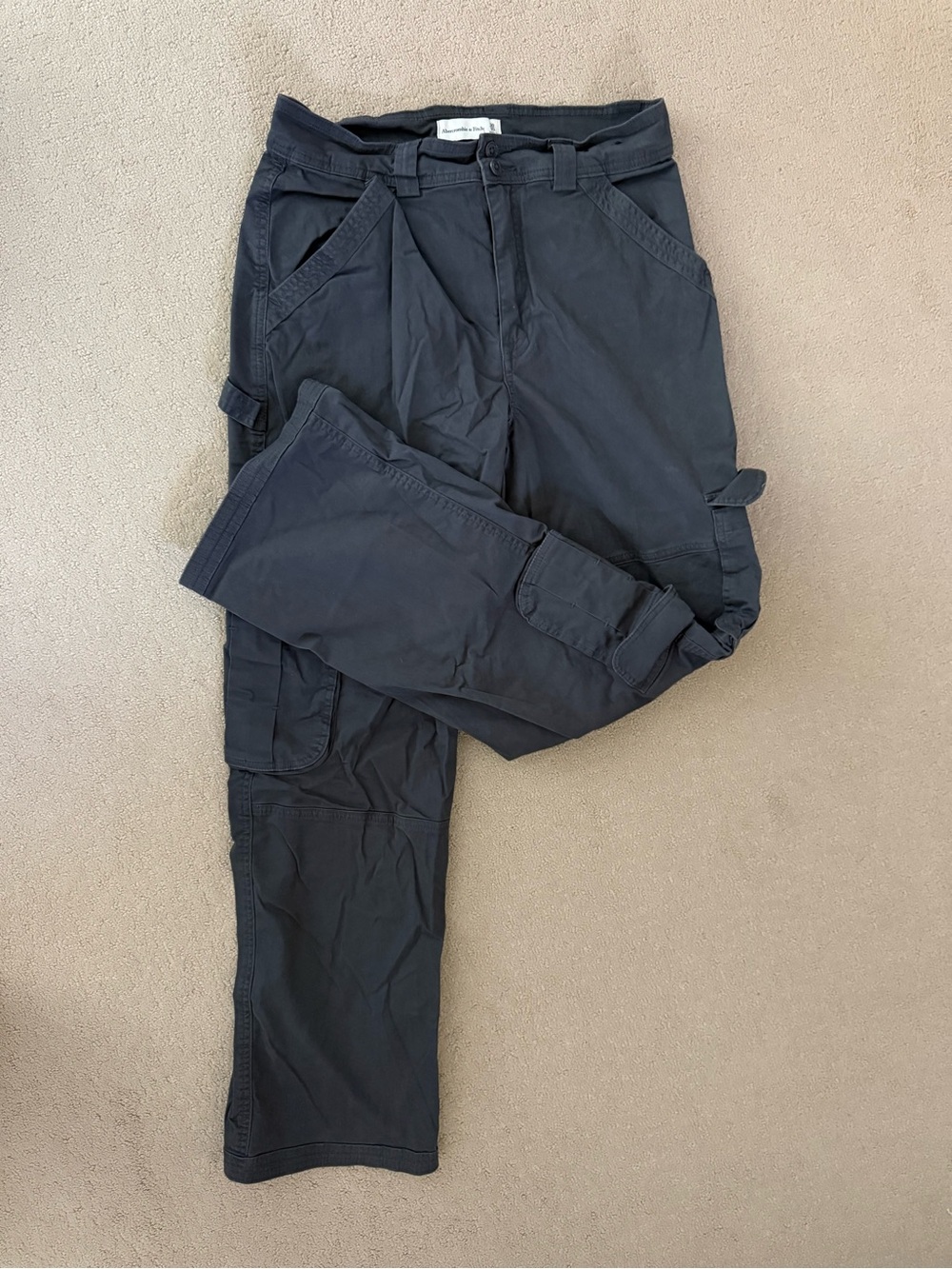 Abercrombie & Fitch Women's Straight Leg Cargo Pants - Dark Gray
